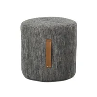 designhousestockholm - pouf björk - gris foncé/h x ø 40x40cm/avec poignées en cuir